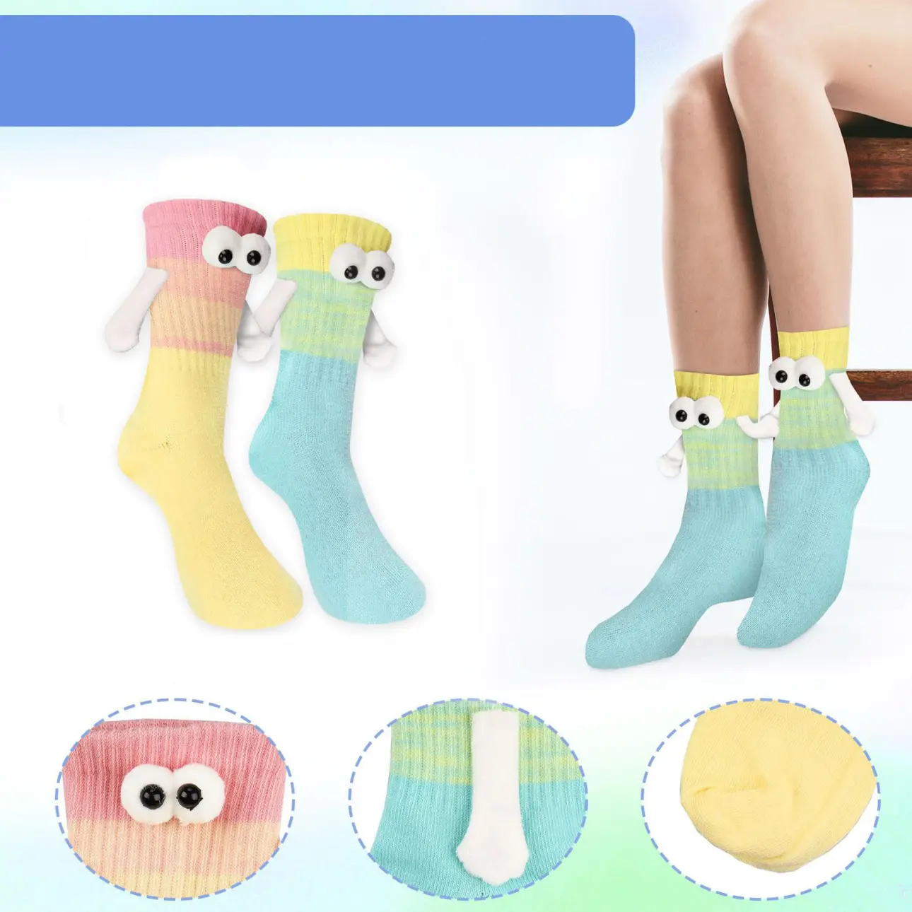 5 Paris Magnetic Socks Hold Hands Colorful Magnet Holding Hands Socks For Autumn Winter Funny & Silly & Crazy Black White Colorful Gifts for Christmas Birthday Anniversaries Women & Men Teens Couples Friends Couple Gifts Gag Gifts