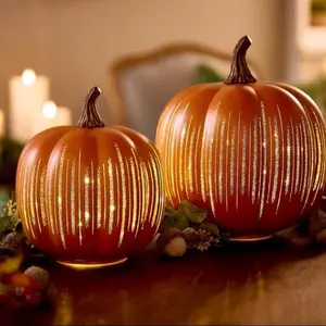 Valerie Illuminated Starry Resin Glowing Pumpkin Set, Halloween Decoration Props, High-Quality Glow-In-The-Dark Decor (ce, Fcc Certified)