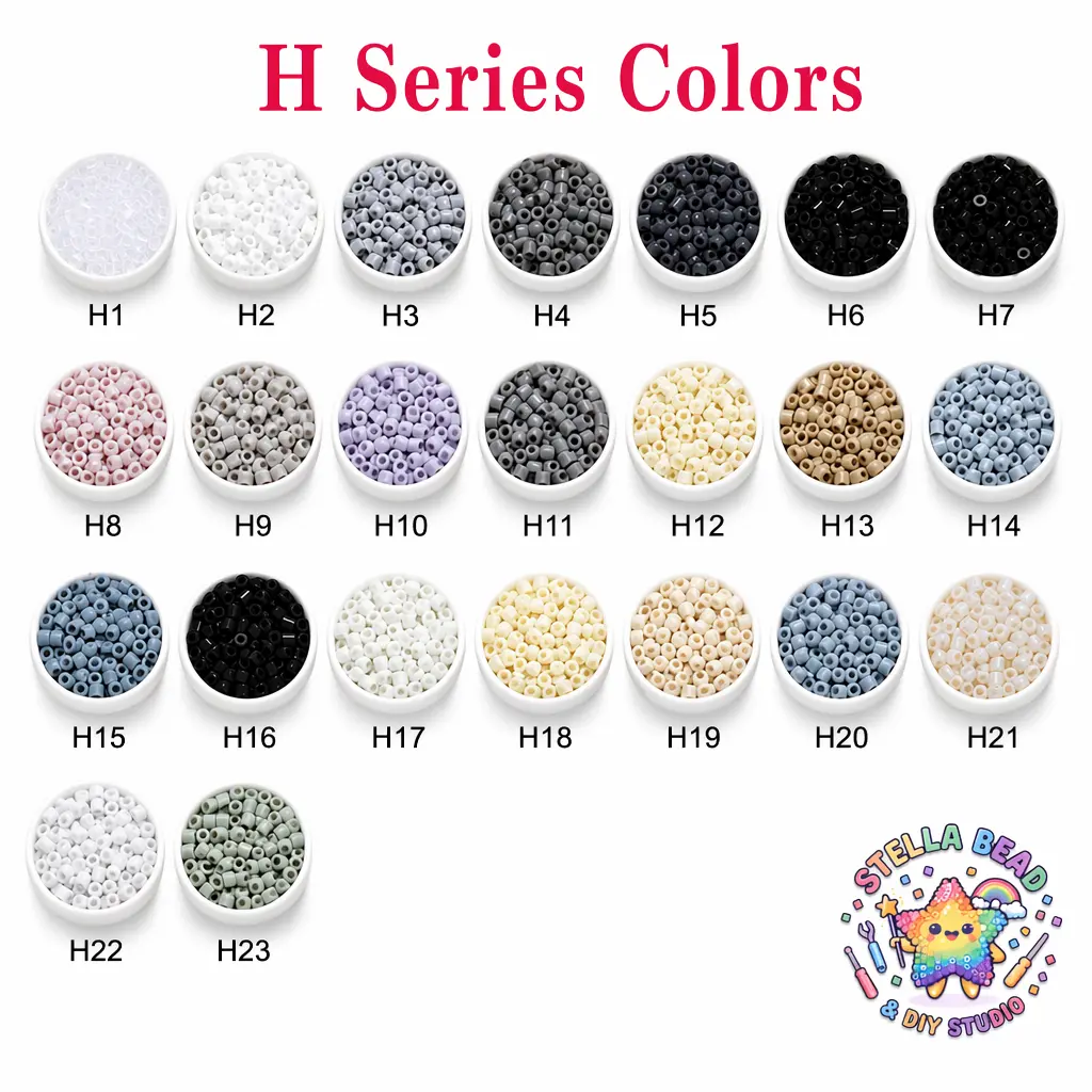 Stellabead 2.6mm Fuse Beads H Series Classic Neutral Colors Refill Pack - 1000/4000/10,000 Beads Per Color, 23 Color Options for DIY Crafts & Pixel Art Projects