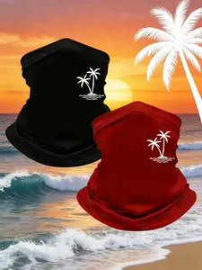 5pcs/2pcs/1pc Unisex Coconut Tree Printing Neck Gaiter Face Cover Windproof Dustproof Breathable Face Mask Scarf for Men Women Outdoor Sports Gift Hat