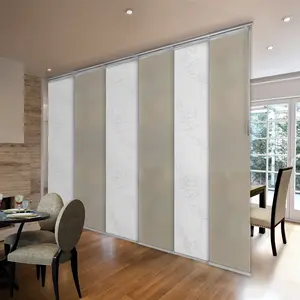 6-Panel Single Rail Panel Track Blind Extendable 70"-130"W x 91.4"H, Panel width 23.5", Lotus, Cornsilk