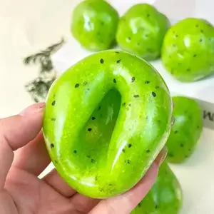 Realistic Kiwi Slush Squeeze Ball, Non-Rebound Moldable Fidget Toy, Cool Tactile Hobby Collectible, Novelty Summer Stress Relief Gift for Tropical Fruit Sensory Toy Fans