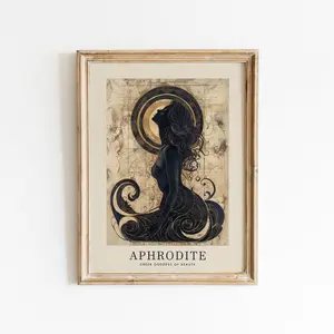 [UNFRAMED POSTER] Aphrodite Greek Goddess of Beauty, Art Nouveau Print, Divine Feminine Art, Greek Mythology Print, Aphrodite Painting, Art Nouveau Goddess - Complimentary Delivery