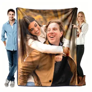 Custom Photo Lightweight Air Conditioning Blanket, Full Coverage Upload Your Picture Flannel Throw, Gift For Couple Family Pet Lover