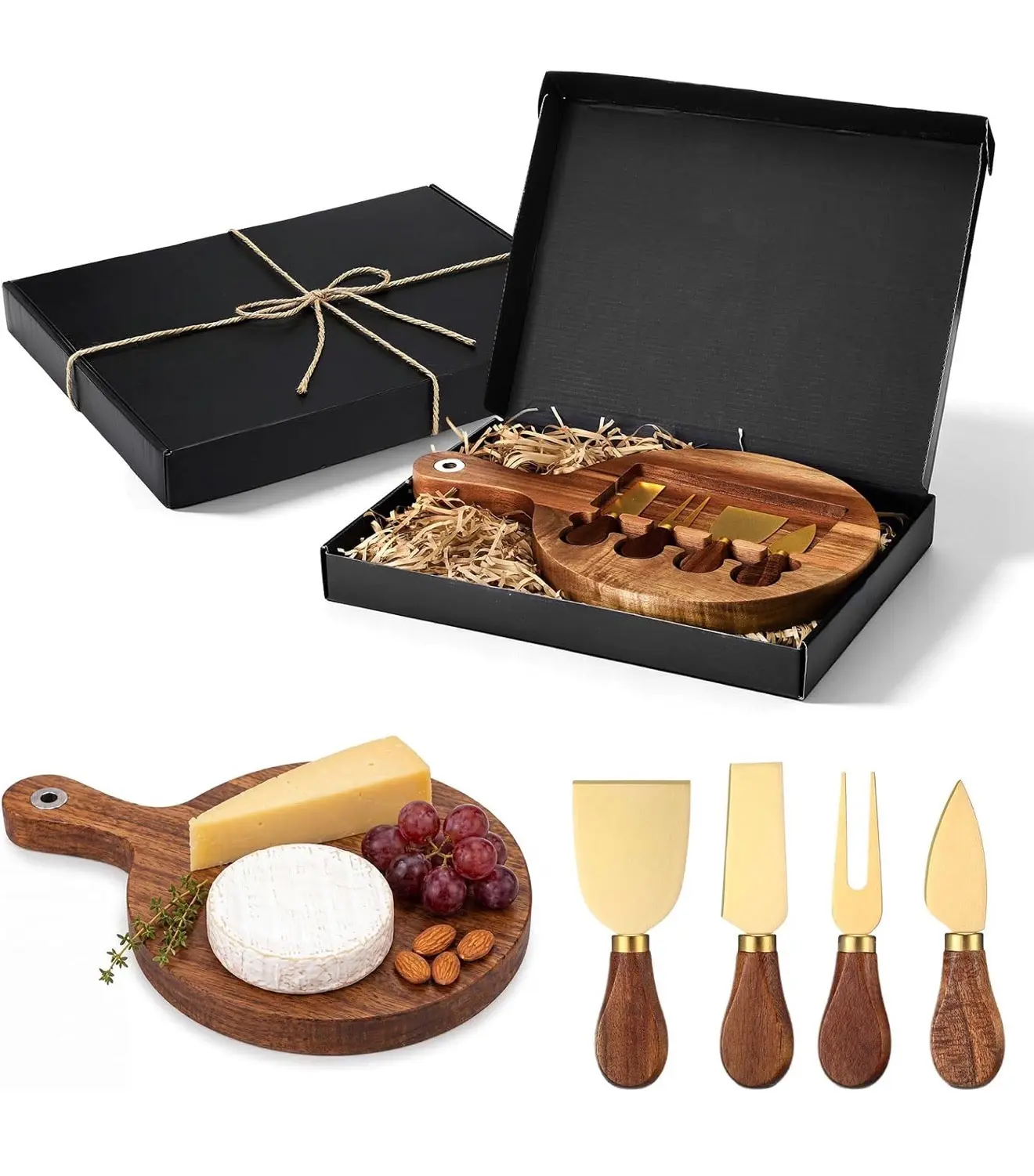 Acacia Wood Cheese Board Gift Set