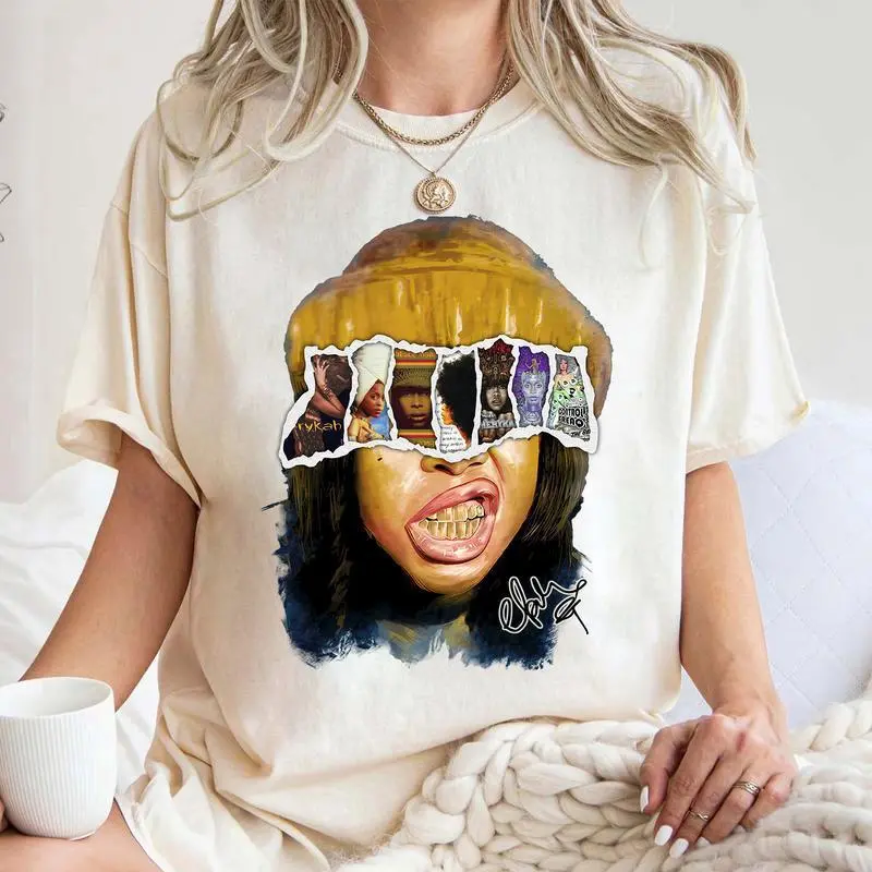 Retro 90's Graphic Top Shirt Erykah Badu Unisex Graphic T-Shirt, Vintage Full Album Hip-hop, Gift for Fans Cotton Streetwear Womenswear