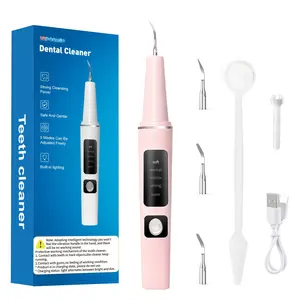 Pink Electric Dental Floss With Led Lights In 5-level Mode, 4 Interchangeable Heads For Deep Cleaning, Oral Care, And Fresh Breathing, Rechargeable Teeth Cleaning Kit, C-type Charging, Perfect Holiday Gift Cleansing