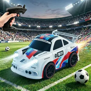Mini RC Drift Spark Car, 360° Stunt Spin Racer with Pro-Grade Racing Livery, Dynamic One-Touch Drift Action, Immersive Racing Start Sounds & Vivid Lighting Effects, Soccer-Themed Interactive Battle Toy for Kids, White