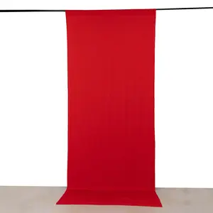 Red 4-Way Stretch Spandex Backdrop Drape Curtain, Wrinkle Free Event Divider Panel with Rod Pockets - 5ftx12ft