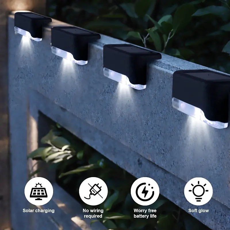 Solar Deck Lights LED, 4-16-32pcs Set, Warm Ambiance Lighting for Stairs, Garden, Fence, Yard, Balcony, Pathway, Outdoor Step Light Solar Led Lighted, Deck Lights Solar Powered