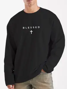 Men's Regular Fit Barbour International Print Long Sleeve Tee, Casual Comfy T-shirt for Spring & Fall, Men's Top for Daily Wear