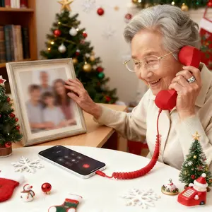 [For Seniors, Gift Idea] Type-C Interface Phone Microphone for Seniors, Tangle-Free Cable in Multiple Colors - Connects to Mobile Phones and Lands Calls, Adjust Volume Button Included. Retro Design: Stylish & Practical Gift Idea