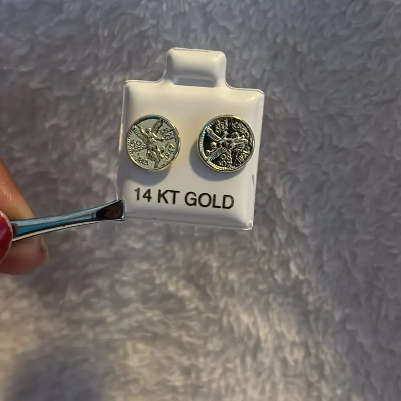 14k gold centenario coin stud earrings