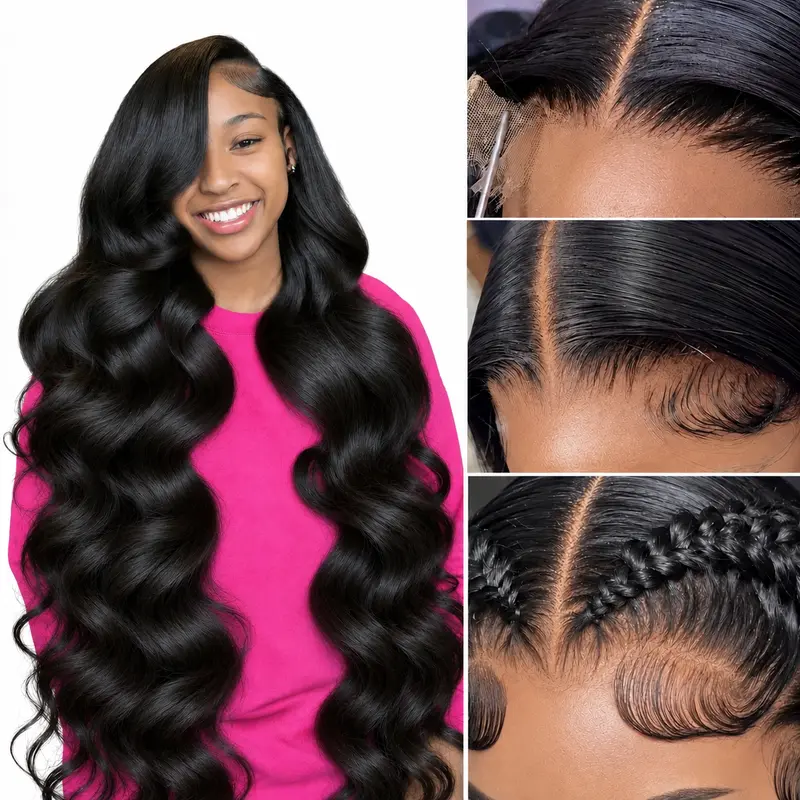 13x6 Body Wave Lace Front Wigs Human Hair 180% Density Natural Black Lace Frontal Wig with Pre-Plucked Hairline 13x4 HD Transparent Lace Wig 13x6 & 6x4 Wear and Go Glueless Wig Pre-Cut Lace Soft Waves for Everyday Wear 14-36 Inch