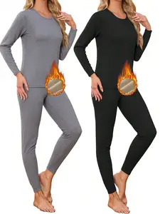 Women's Thermal Underwear 4 Packs Long Johns Double-Sided Fleece Lined Base Layer Top & Bottom Pajama for Cold Weather Essential Knitting Basic Minimalist