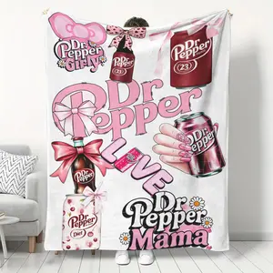 Soft Warm Flannel Shawl Blanket, Perfect for Sofa Bed Office Camping, All-Season Comfort Nap Blanket with Unique Pepper Doctor Pattern, Dr Pepper Blanket