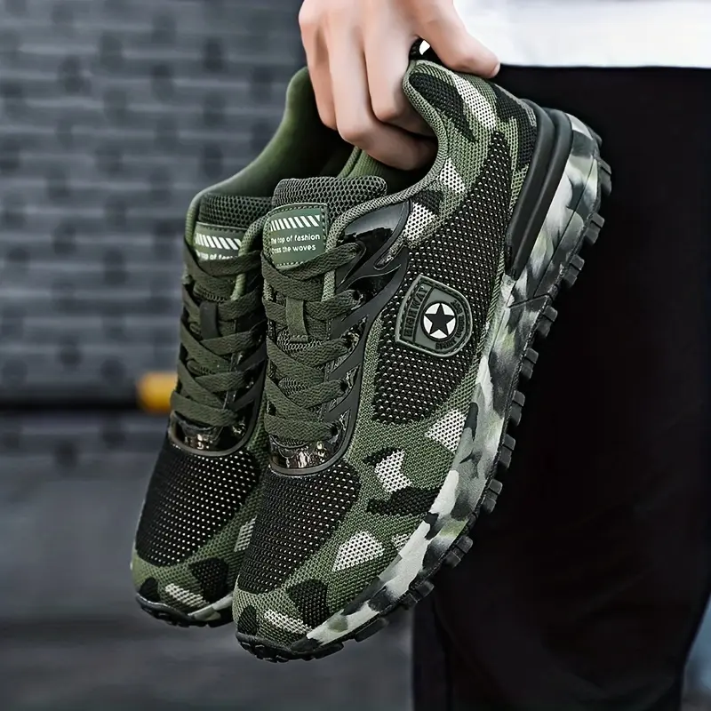Men's Lace-up Camouflage Sneakers - Athletic Shoes - Lightweight And Breathable - For Running, Basketball, Workout & Gym - Suitable for Men - Perfect Gift for Sports Enthusiasts Outdoor Training Gear
