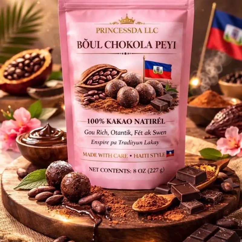 Haitian Style 100% Natural Cocoa Snack Block, 8oz Rich Boul Chocolat Peyi