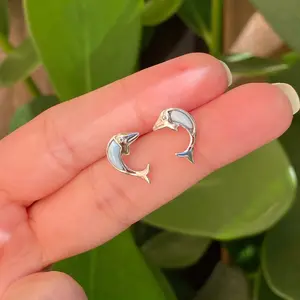 Natural Larimar Dolphin Earrings