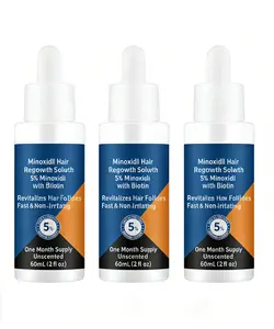 3pcs 5% Minoxidil Hair Growth Essence for Men and Women, Containing Biotin: Minoxidil suitable for both men and women, 5% hair regrowth treatment