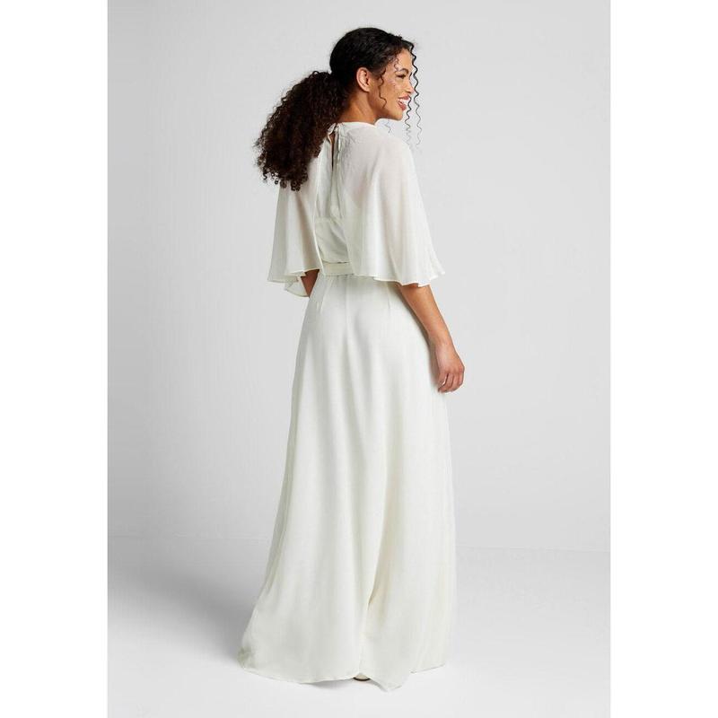 ModCloth Wrapped in Rapture Maxi Wrap Dress - Ivory Chiffon (XS-4X) Modest Long Spring Easter Elegant