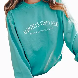 Martha's Vineyard Sweatshirt, Trendy Preppy Sweatshirt, Aesthetic College Crewneck, Oversized Minimal Sweater, Massachusetts 160