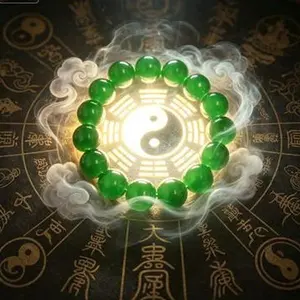 Taoist Green Jade Bracelet, Fashion Costume Jewelry Bracelet for Health and Energy Protection