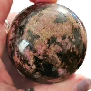 Beautiful Natural Pink Madagascar Rhodonite Crystal Sphere Ball