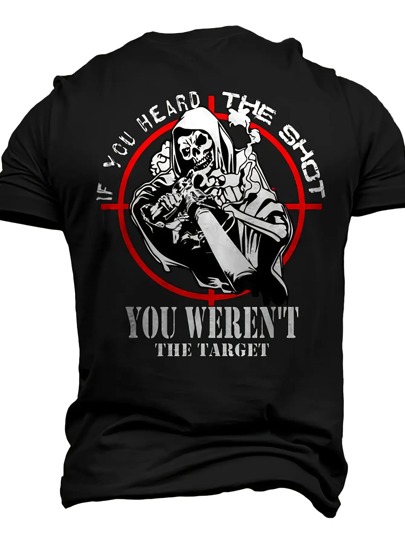 Men's Tactical Sniper 3D Print Graphic T-Shirt Black Short Sleeve Round Neck All-Season Tactical Apparel Casual Loose Fit Gun T Shirt T Shirts with Funny Sayings for Men