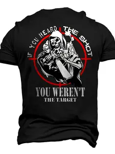 Men's Tactical Sniper 3D Print Graphic T-Shirt Black Short Sleeve Round Neck All-Season Tactical Apparel Casual Loose Fit Gun T Shirt T Shirts with Funny Sayings for Men