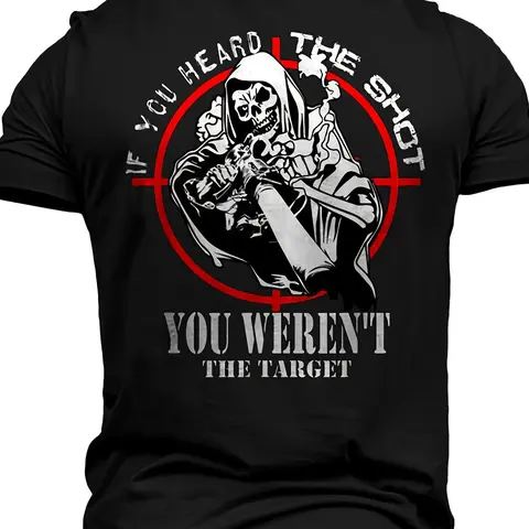 Men's Tactical Sniper 3D Print Graphic T-Shirt Black Short Sleeve Round Neck All-Season Tactical Apparel Casual Loose Fit Gun T Shirt T Shirts with Funny Sayings for Men