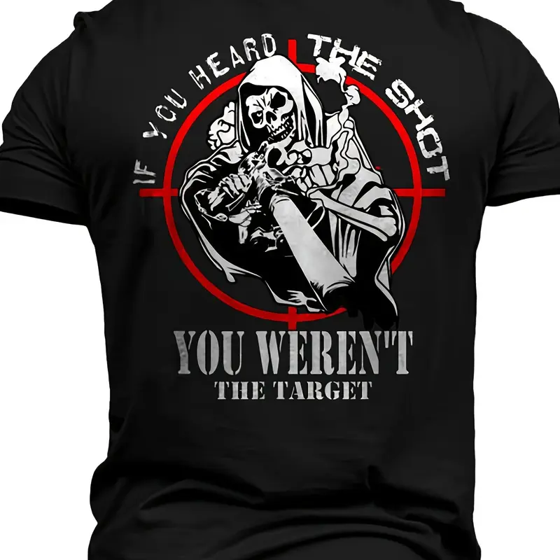 Men's Tactical Sniper 3D Print Graphic T-Shirt Black Short Sleeve Round Neck All-Season Tactical Apparel Casual Loose Fit Gun T Shirt T Shirts with Funny Sayings for Men