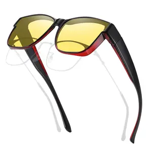 HAOLOTA Night Vision Glasses HD Polarized Yellow Tinted Anti-Glare Fit Over Prescription Glasses for Men Women TR90 Frame Wrap-Around Design Unisex Lightweight Durable