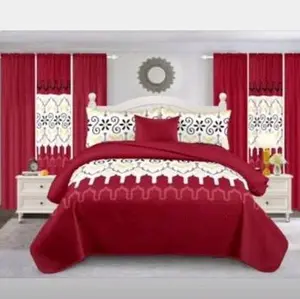 Priscilla Floral Bedding Set - Turquoise Blue with Pink & Orange Flowers - 10 Piece Comforter Set for Bedroom Decor