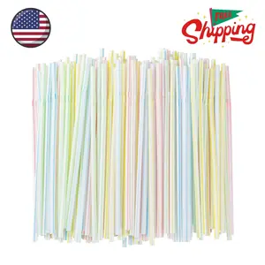 [200 Pack] 8.5" High Flexible Plastic Straws