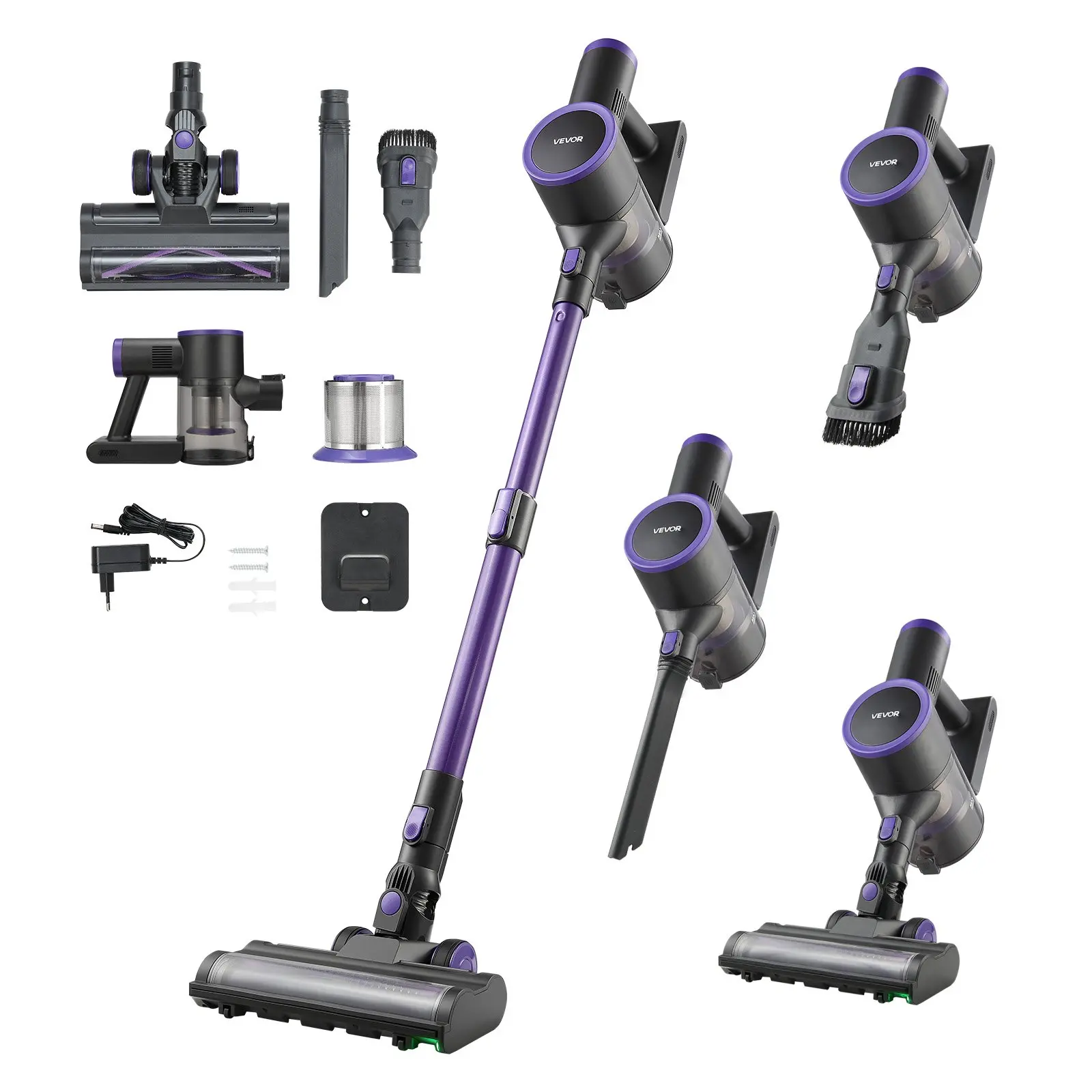 【DealsForYouDays】VEVOR Cordless Vacuum Cleaner, 25KPA Max Powerful Suction, Rechargeable Anti-Tangle Stick, Lightweight Handheld Vac with Dust Cup, 35mins Runtime for Home, Pet Hair, Hard Floors