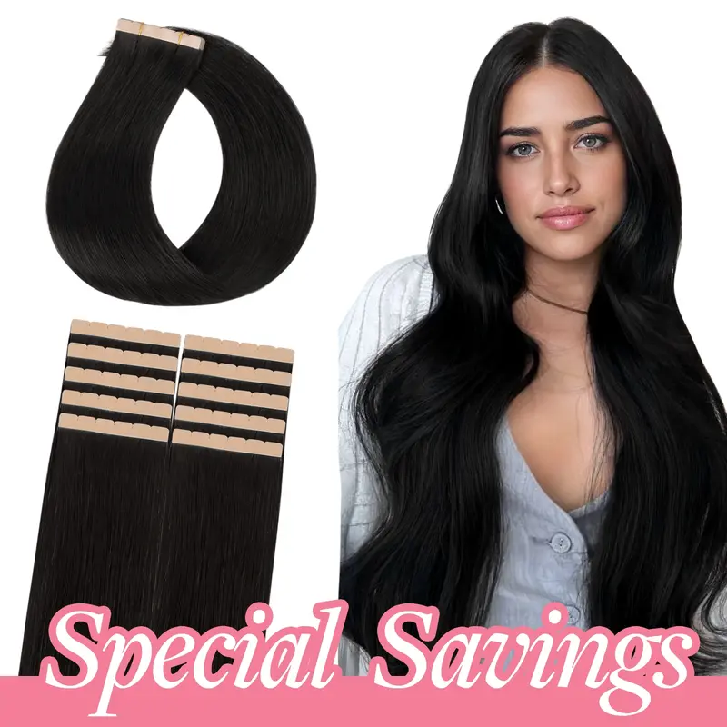 [Special Savings]GOO GOO Mini Tape In Extensions Human Hair, 10PCS Invisible Tape In Hair Extensions Straight Real Human Hair 14-24 Inch for Beauty and Natural Hair Look #sohochic #TikTokShopFallDealsForYou