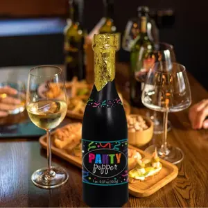 Pack of 6-Sparkling Multicolor Champagne Bottle Party Poppers -12.75" - Ultimate Fun & Festive Confetti - Perfect for Any Events Burst Lightweight Splash