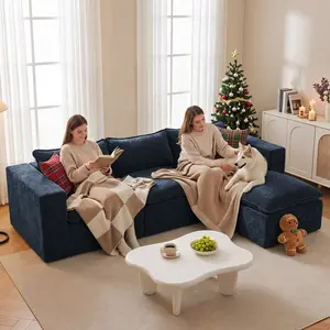 Apicizon Modular Chenille Sectional Sofa with Chaise, No Assembly Boneless Lazy Couch, Big Comfy Couch with Removable Washable Cover for Living Room Bedroom