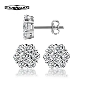 【Pass Diamond Tester】18k Gold-Plated Floral Stud Earrings Flower Lab-Created Moissanite Stud Earring Screw Back/Butterfly Back S925 Sterling Silver Moissanite Jewelry Perfect Birthday Mother’s Day Unisex Christmas Gift for Men Women Wedding Set