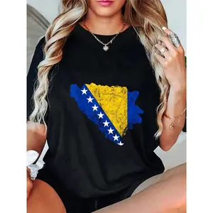 100% Cotton Casual Tshirt Bosnia And Herzegovina Map Outline Bosnia Travel Bosnian T-Shirt graphic tees men crop tops summer outfits for men summer tops T-Shirt