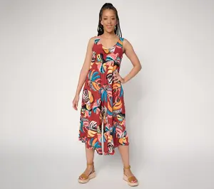 Attitudes by Renee Regular V Neck Handerchief Jumpsuit