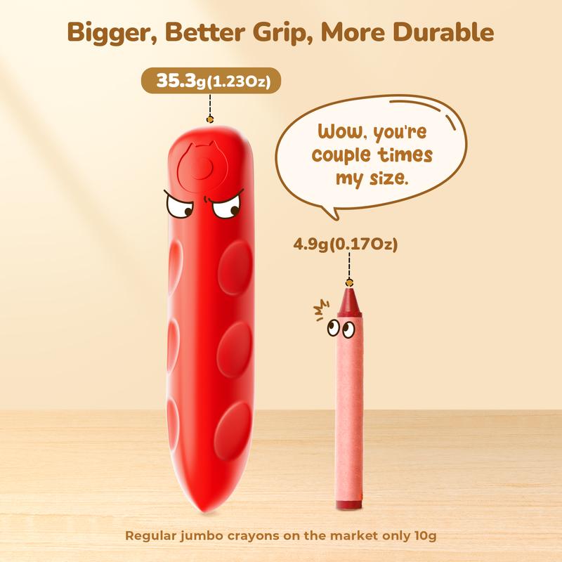 JoyCat 8/16/30 Pcs Jumbo Crayons for Kids, Art Supplies, Large, Safety, Non-Toxic, Fun, Washable, Colorful Crayons for Coloring Painting School Home