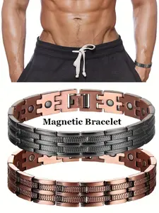 Men's Copper Magnetic Bracelet, Adjustable Jewelry Strap with Magnet, Unisex Fashion Accessory, Perfect Gift Idea