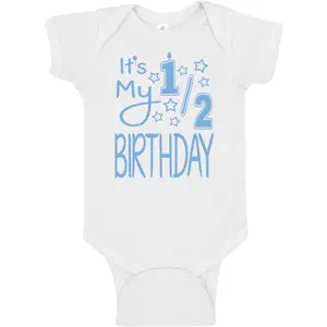 Handmade Baby Boy Half Birthday Bodysuits It's My 1/2 Birthday Outfit