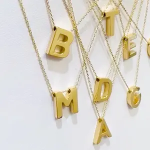 14k initial letters pendant with adjustable necklace (A-Z)