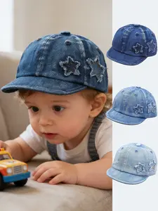 Baby Hat Spring Summer Cartoon Cute Infant Toddler Star Denim Baseball Cap, Casual Fashion Sun Protection Hat for Outdoor Play Walk Travel