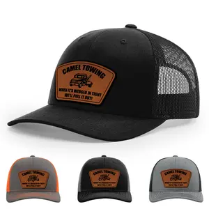Camel Towing, When It’s wedged In Tight, We’ll Pull It Out Hat, 112 Style Trucker Leather Patch Hat