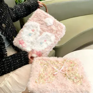 Plush Rabbit Colorful Bow iPad Case, Tablet Casing, 720 Rotation Tri-Fold Cover for Pro 11 Inch, 9th Gen, 10.2 Inch, 10th Gen, 10.9 Inch, Mini 7/6