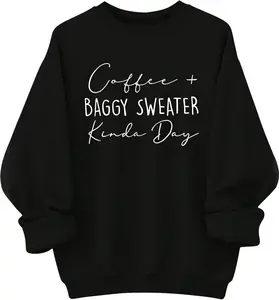 SOLY HUX Women's Plus Size Oversized Sweatshirt Letter Graphic Long Sleeve Crewneck Baggy Pullover Shirts